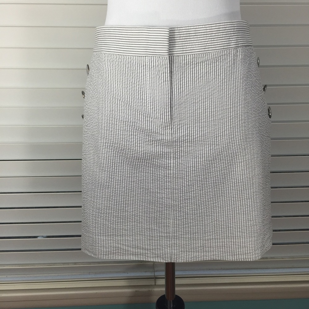 J. Crew Factory Gray White Striped  Skirt Size 10